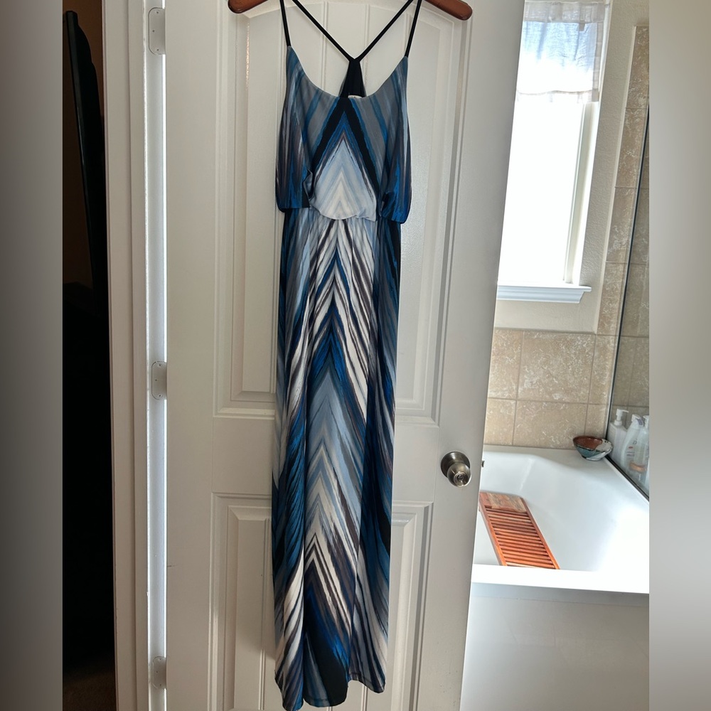 Charlotte Russe maxi dress with blue waterfall colors